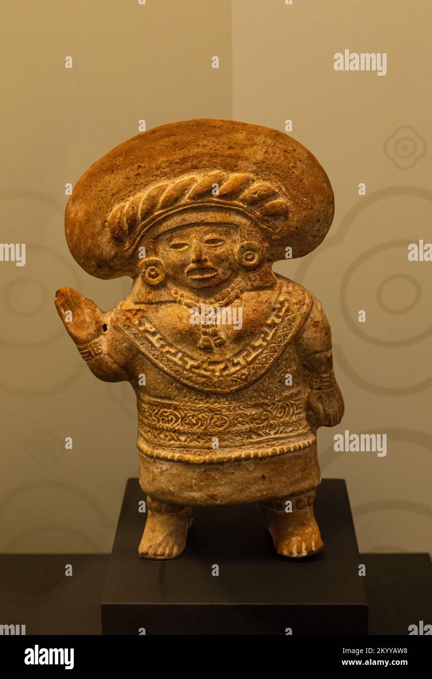Mayan effigy depicting a woman with a child on her back. Pottery, late classic, Jaina, Campeche. Stock Photo