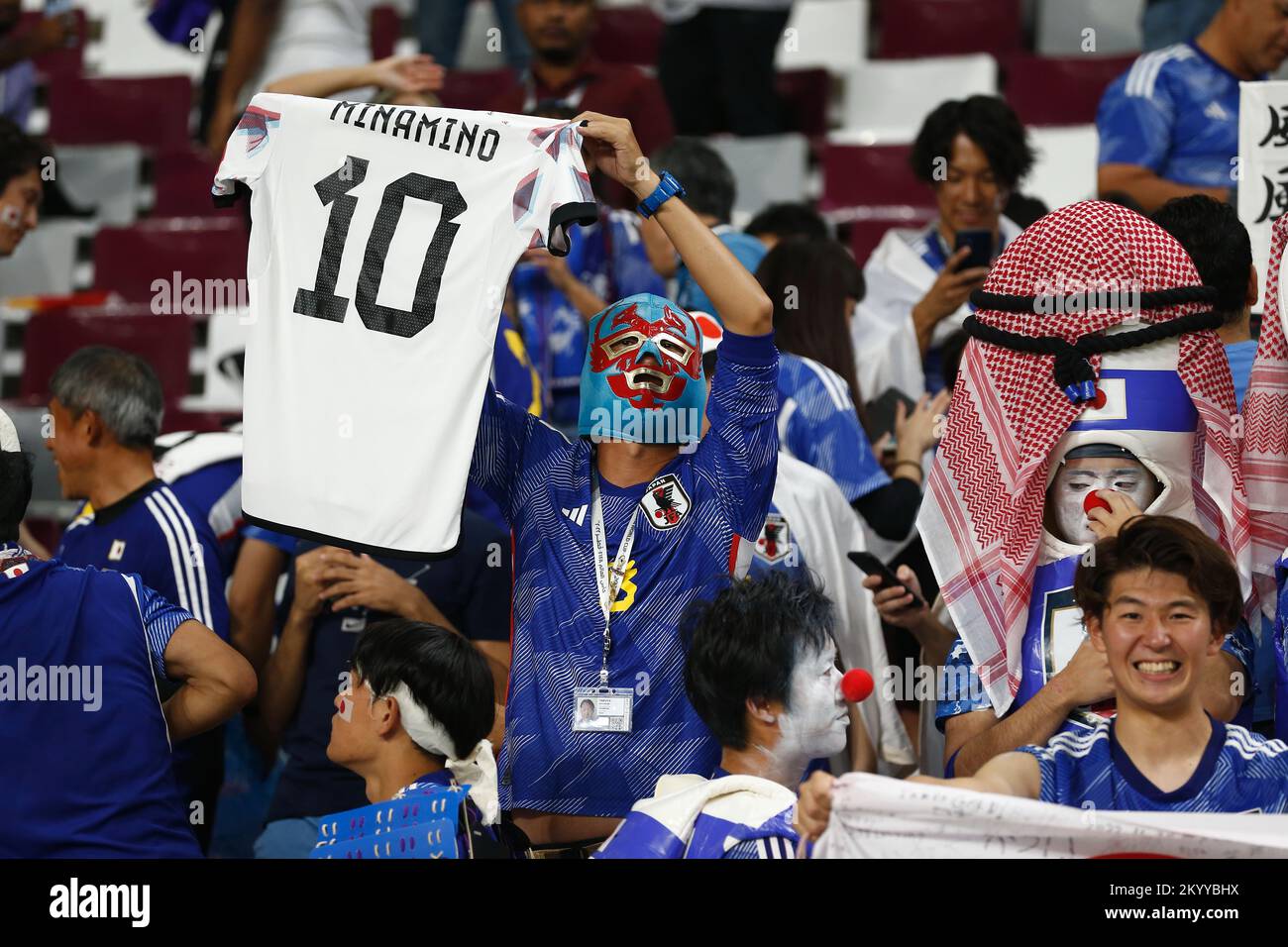 Al Rayyan, Qatar. 1st Dec, 2022. Japan team fan Football/Soccer Dos Caras masks japanese fan