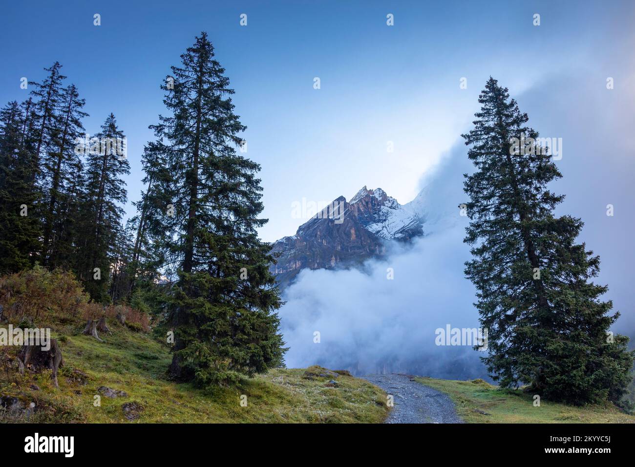 Dramatic landscape of swiss alps in upper Engadine, Graubunden, Switzerland Stock Photo