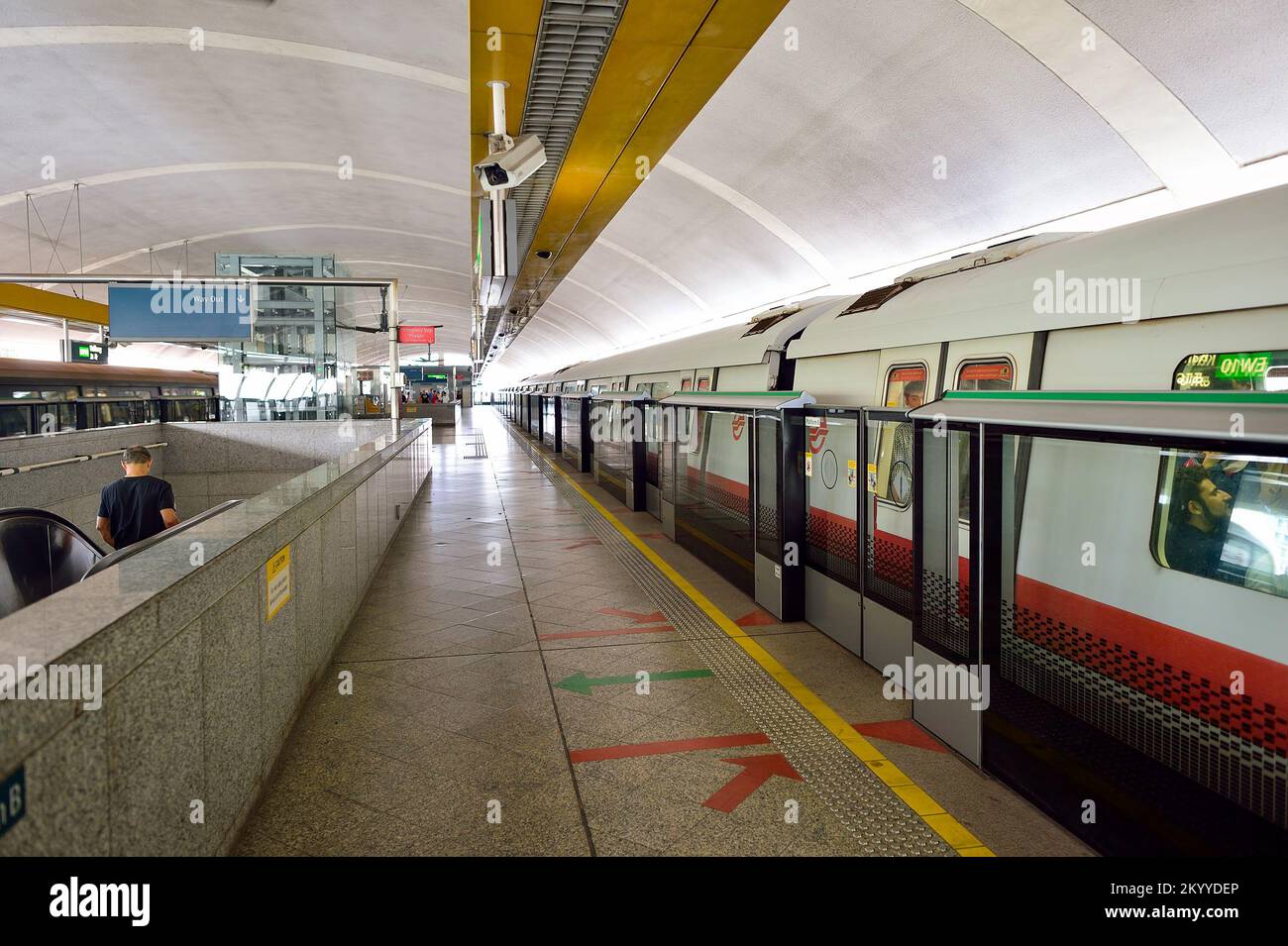 SINGAPORE NOVEMBER 07, 2015 halfheight platform screen doors at MRT station. The Mass Rapid