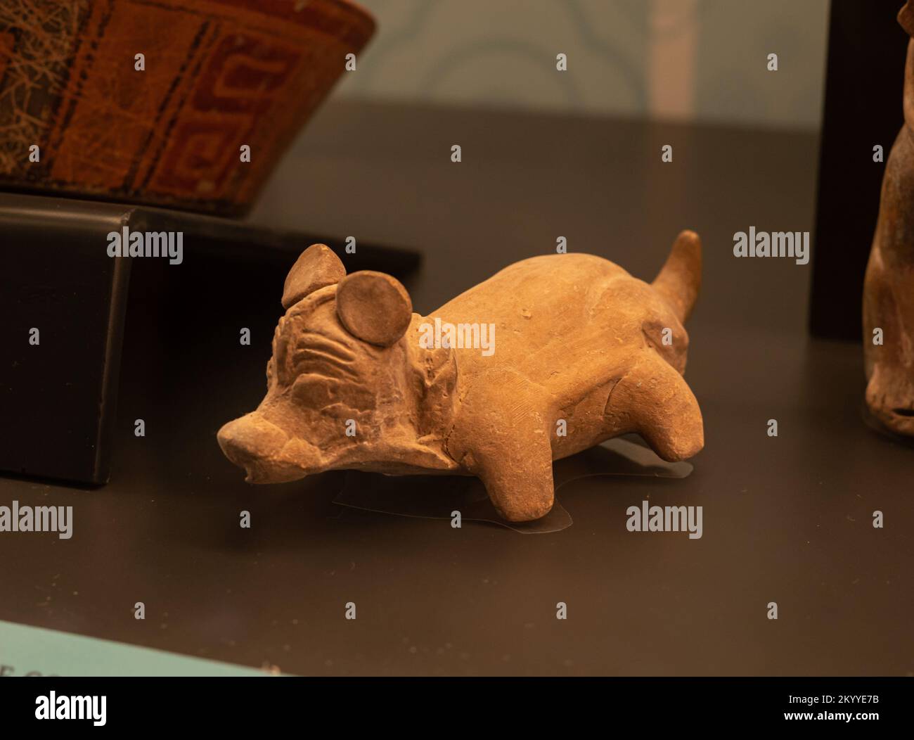 Maya whistle in the shape of a dog from the late classic, Campeche, Mexico. Stock Photo