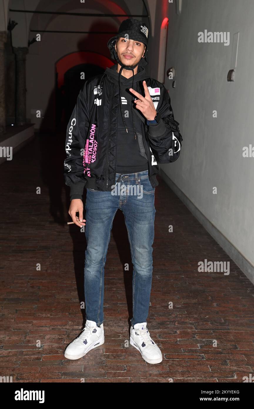 Milan, Italy. 03rd Dec, 2022. Milan, Party for the new Filo Vals single - In the photo: Rapper Zaccaria Credit: Independent Photo Agency/Alamy Live News Stock Photo