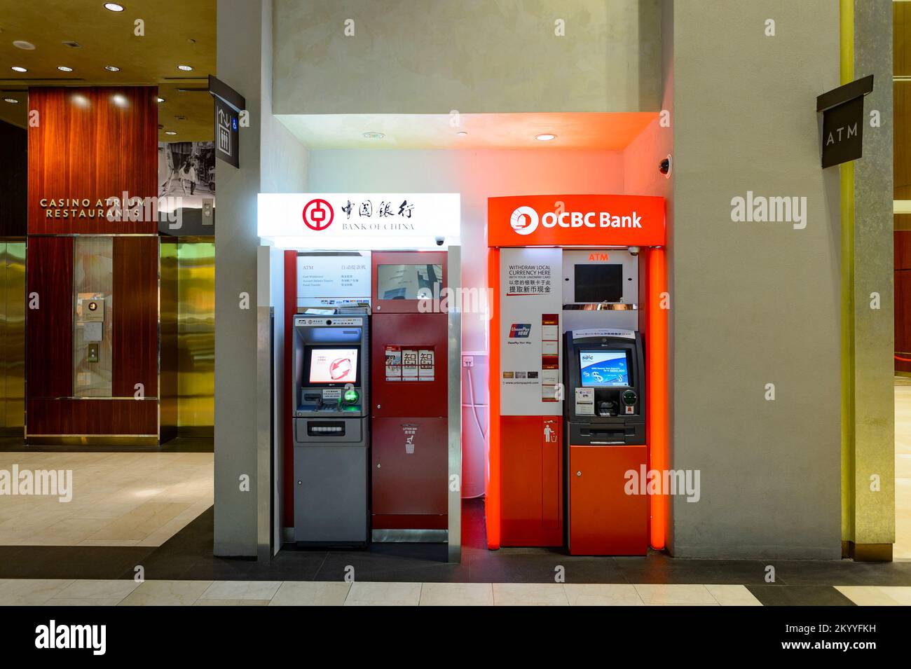 SINGAPORE - NOVEMBER 08, 2015: ATM machines in The Shoppes at Marina ...