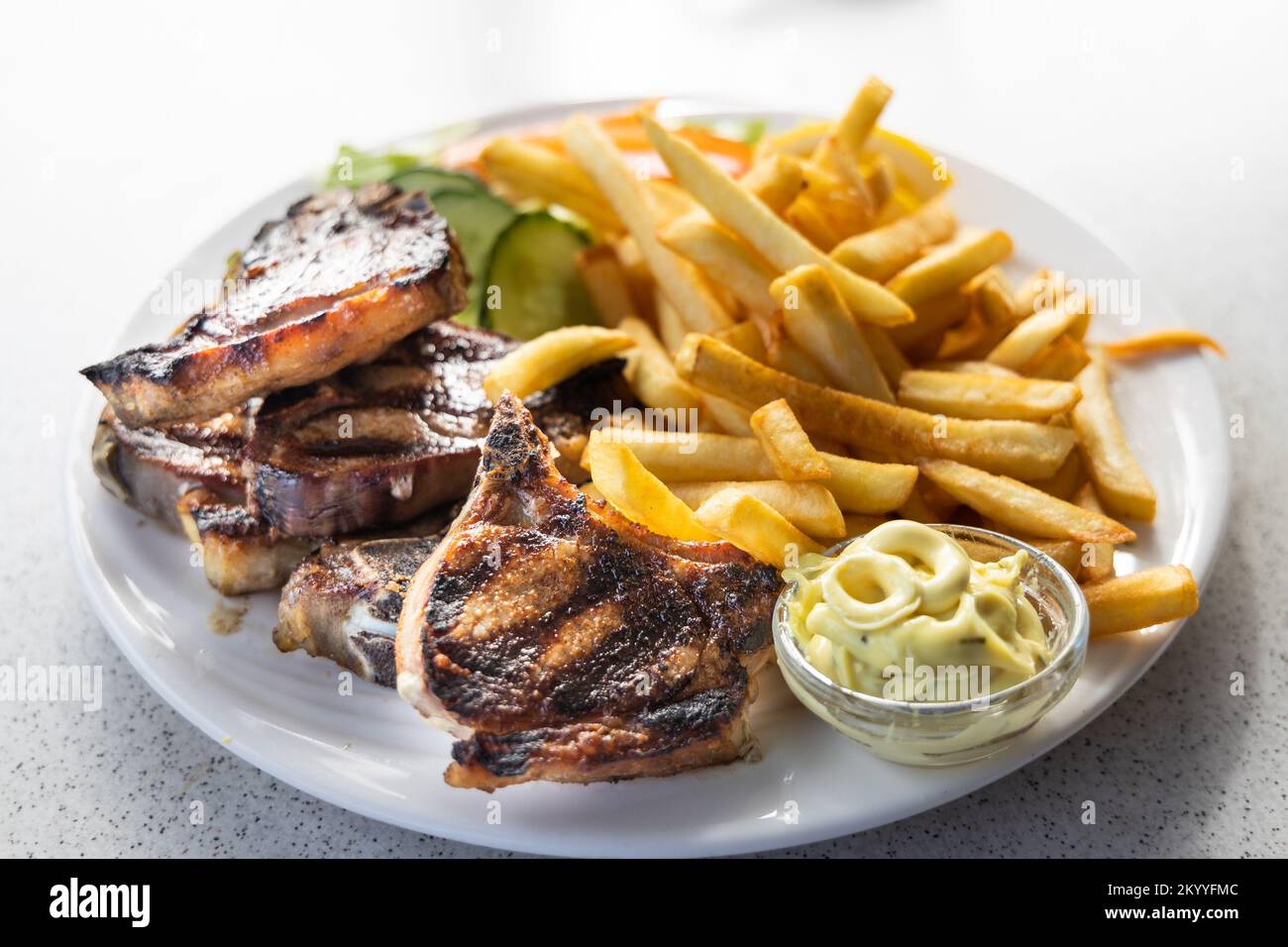 Grilled Icelandic lamb with fries, a delicacy in Iceland. Icelandic