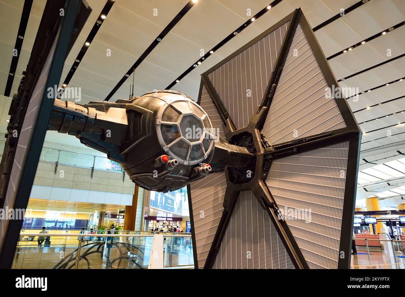 SINGAPORE - NOVEMBER 09, 2015: model of TIE fighter in Changi Airport ...