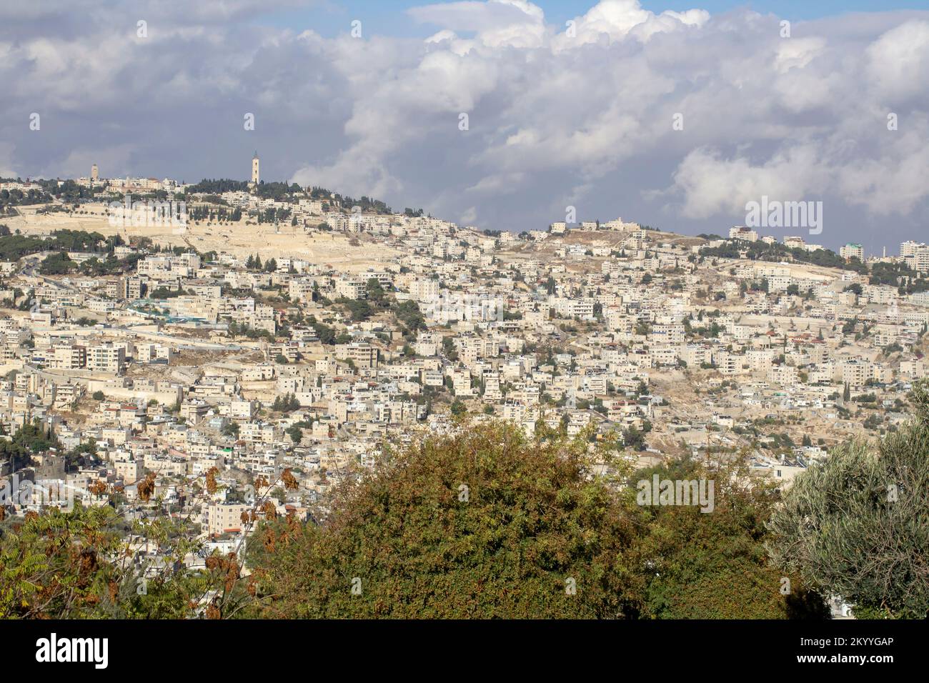 7 Nov 2022 A view of The Mount of Olives a place of great significance in Judaism. Taken from the South side of the Temple Mount in Jerusalem Israel Stock Photo
