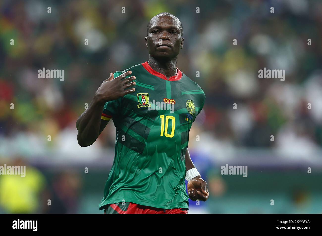 Doha, Qatar. 02nd Dec, 2022. Vincent Aboubakar of Cameroon looks on during the 2022 FIFA World Cup Group G match at Lusail Stadium in Doha, Qatar on December 02, 2022. Photo by Chris Brunskill/UPI Credit: UPI/Alamy Live News Stock Photo