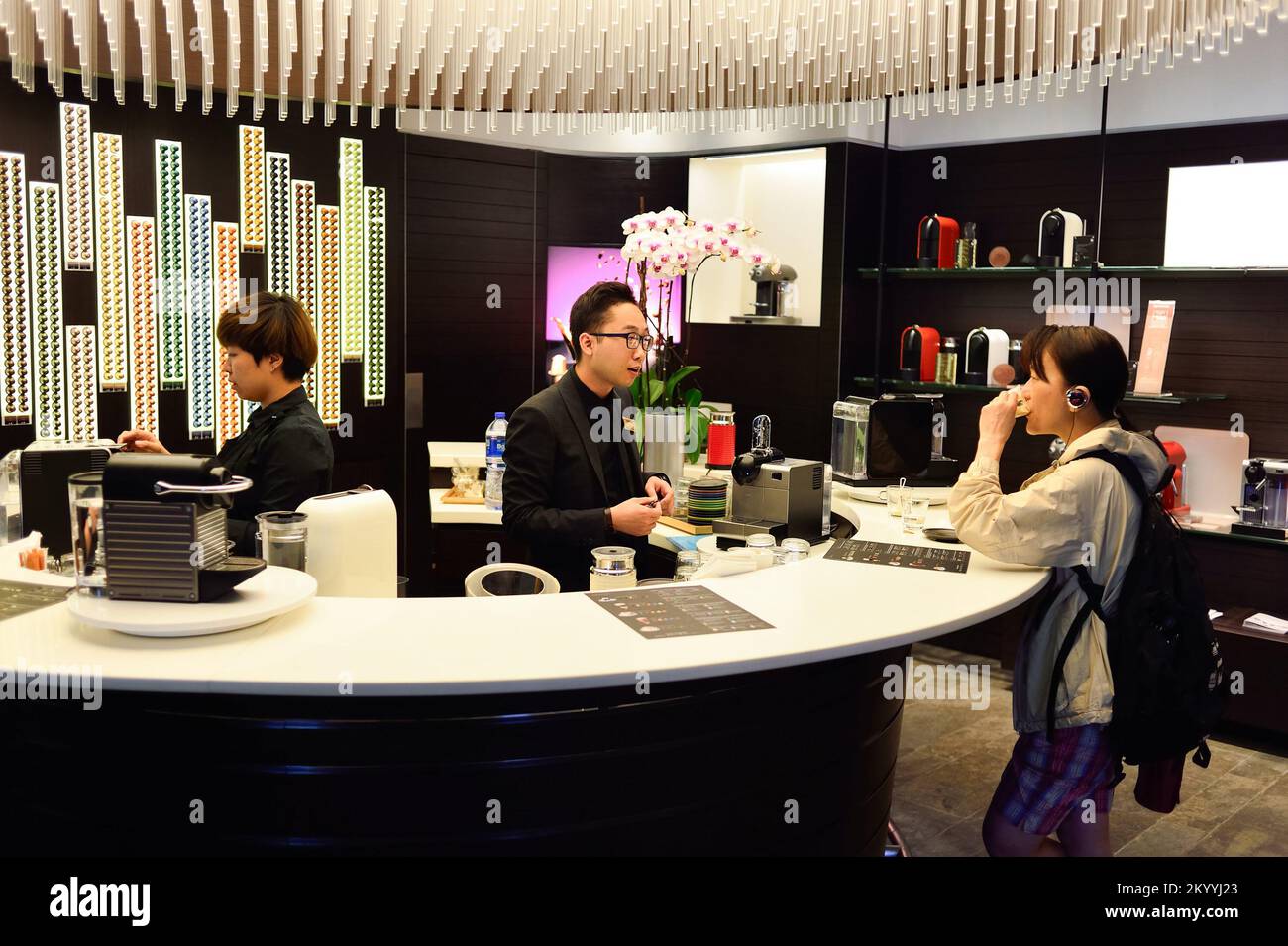 HONG KONG MAY 5, 2015 interior of Nespresso store. Nespresso is the