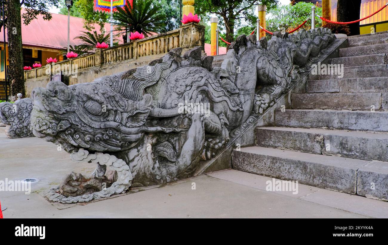 Dragon Steps of Kinh Thien Palace at the Imperial Citadel of Thang Long in Hanoi, Vietnam Stock Photo