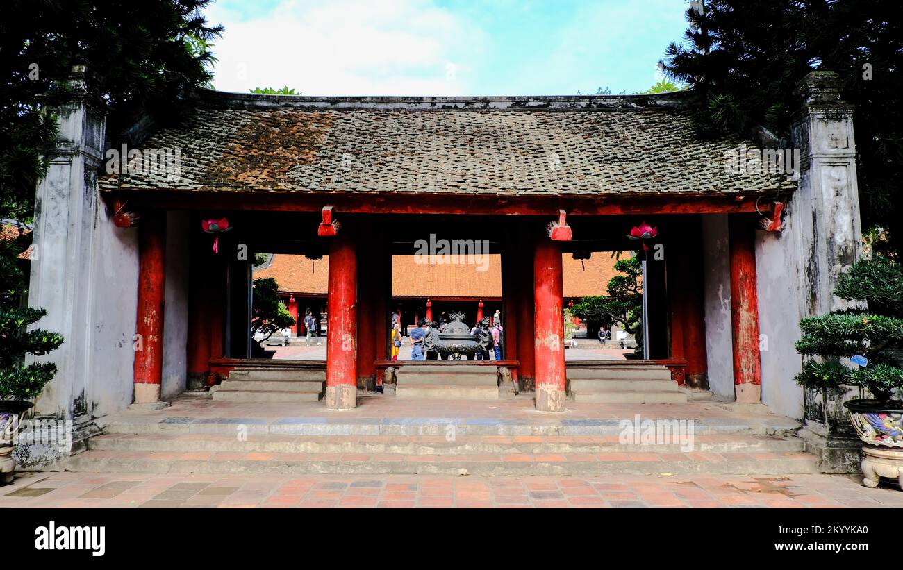 Attained Talent Gate in the Temple of Literature in Hanoi, Vietnam Stock Photo