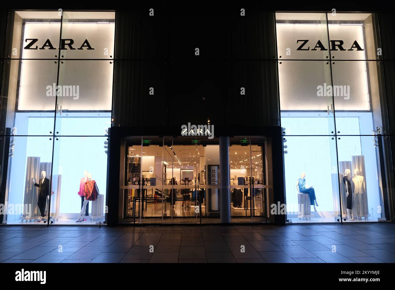 Beijing,China-September 16th 2022: facade of large ZARA flagship clothing retail store. A Spanish fast fashion brand Stock Photo