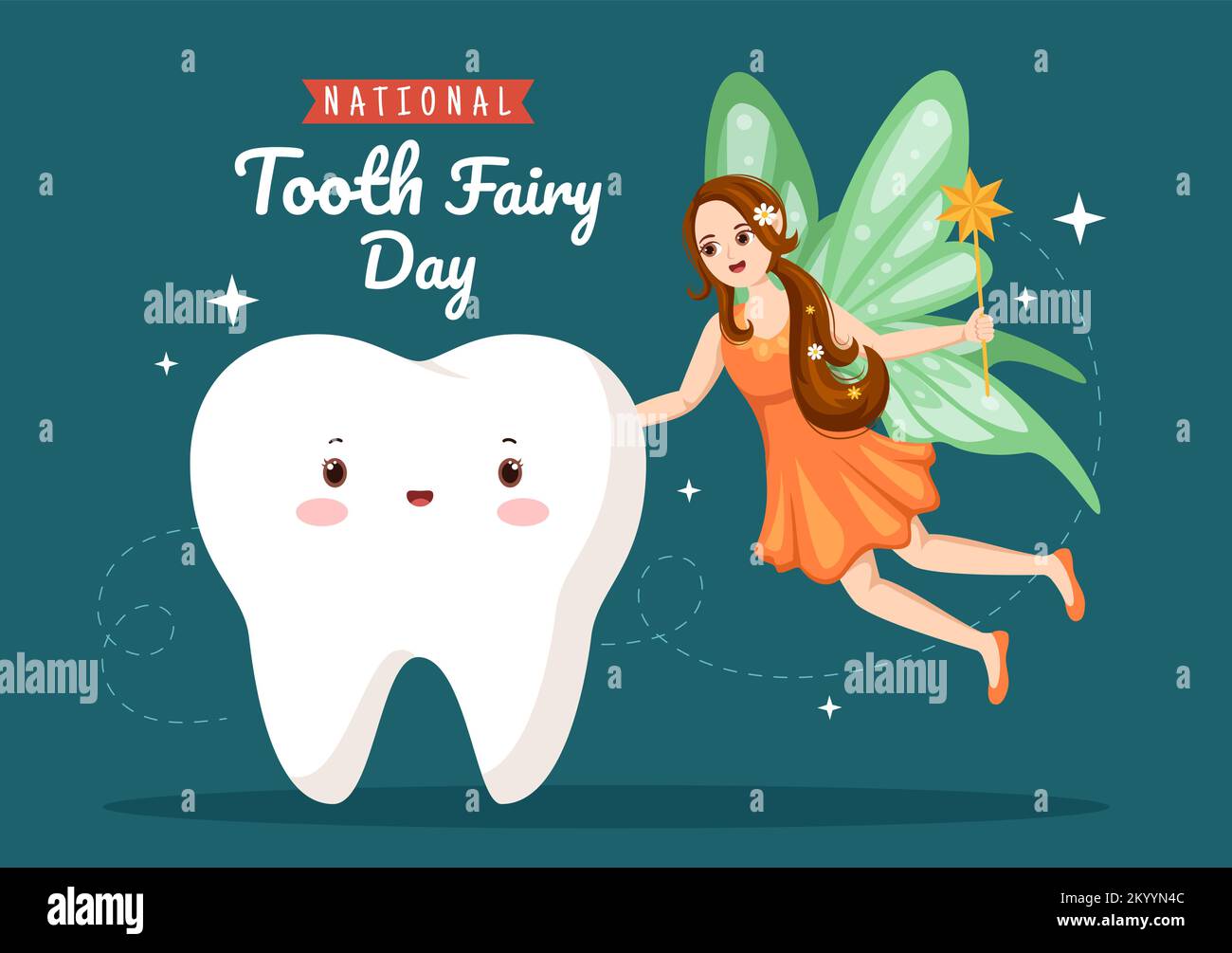 National Tooth Fairy Day with Little Girl to Help Kids for Dental