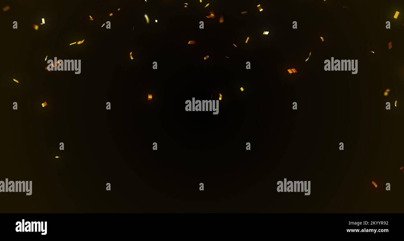 Image of confetti falling over black background Stock Photo - Alamy