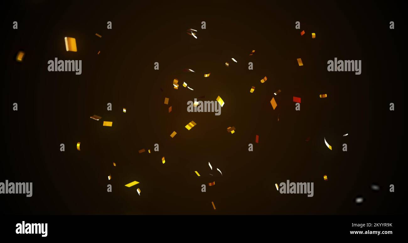 Image of confetti falling over black background Stock Photo - Alamy