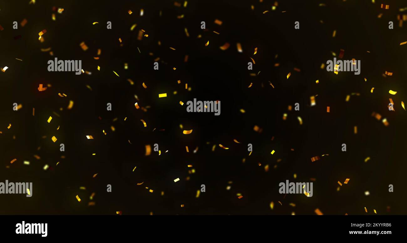 Image of confetti falling over black background Stock Photo - Alamy