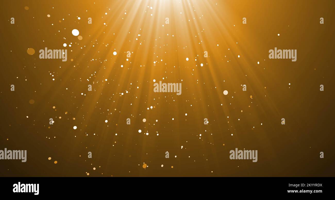 Image of falling confetti and light rays over yellow background Stock ...