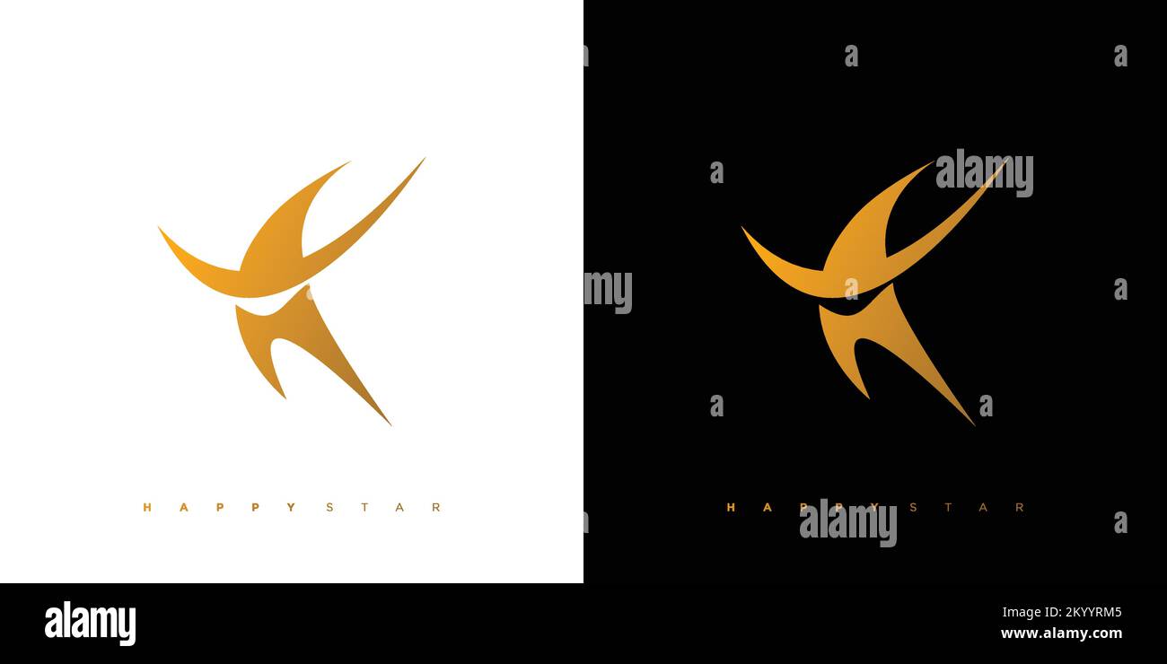 Unique and elegant smile star logo design Stock Vector