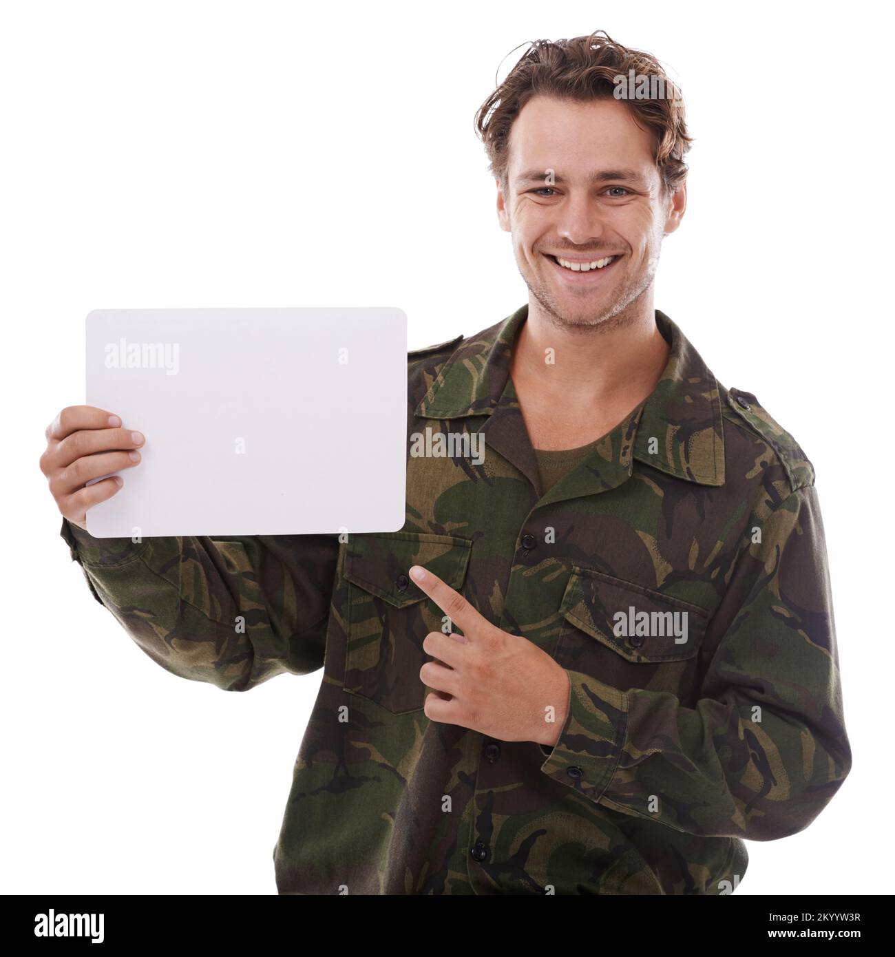 Proud to fight for his country. a young man in military fatigues. Stock Photo