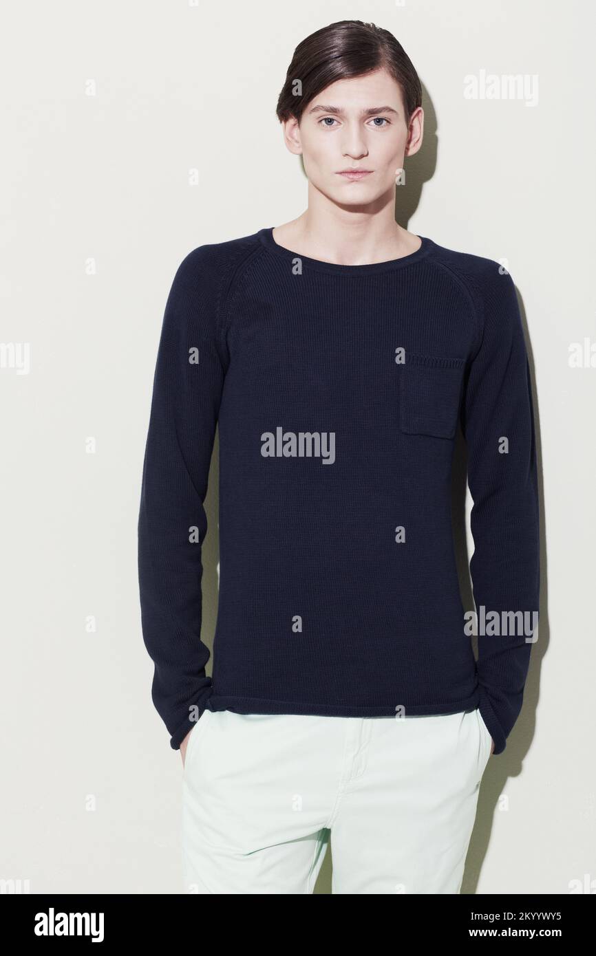 Sharp, chiseled facial features. A handsome young man with elegant