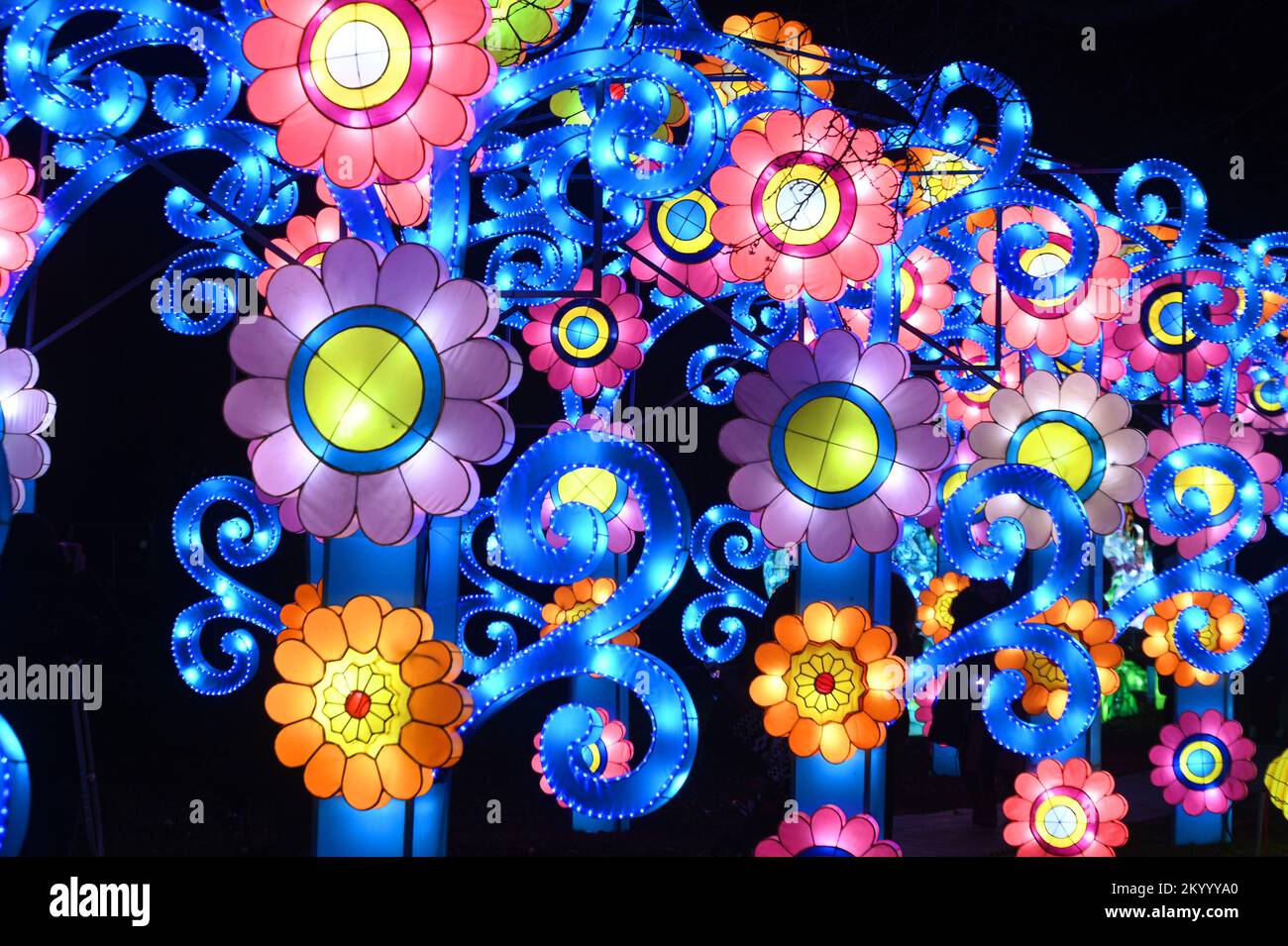 New York, USA. 02nd Dec, 2022. Illuminated lantern sculptures on display at the NYC Winter