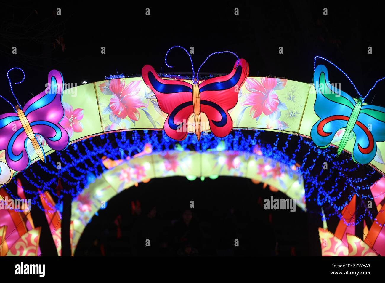 New York, USA. 02nd Dec, 2022. Illuminated lantern sculptures on display at the NYC Winter