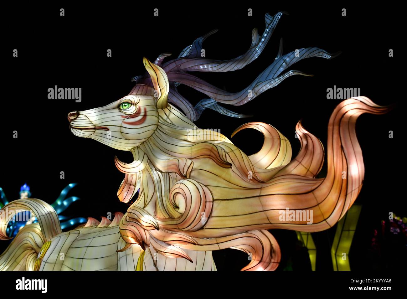 New York, USA. 02nd Dec, 2022. Illuminated lantern sculptures on display at the NYC Winter