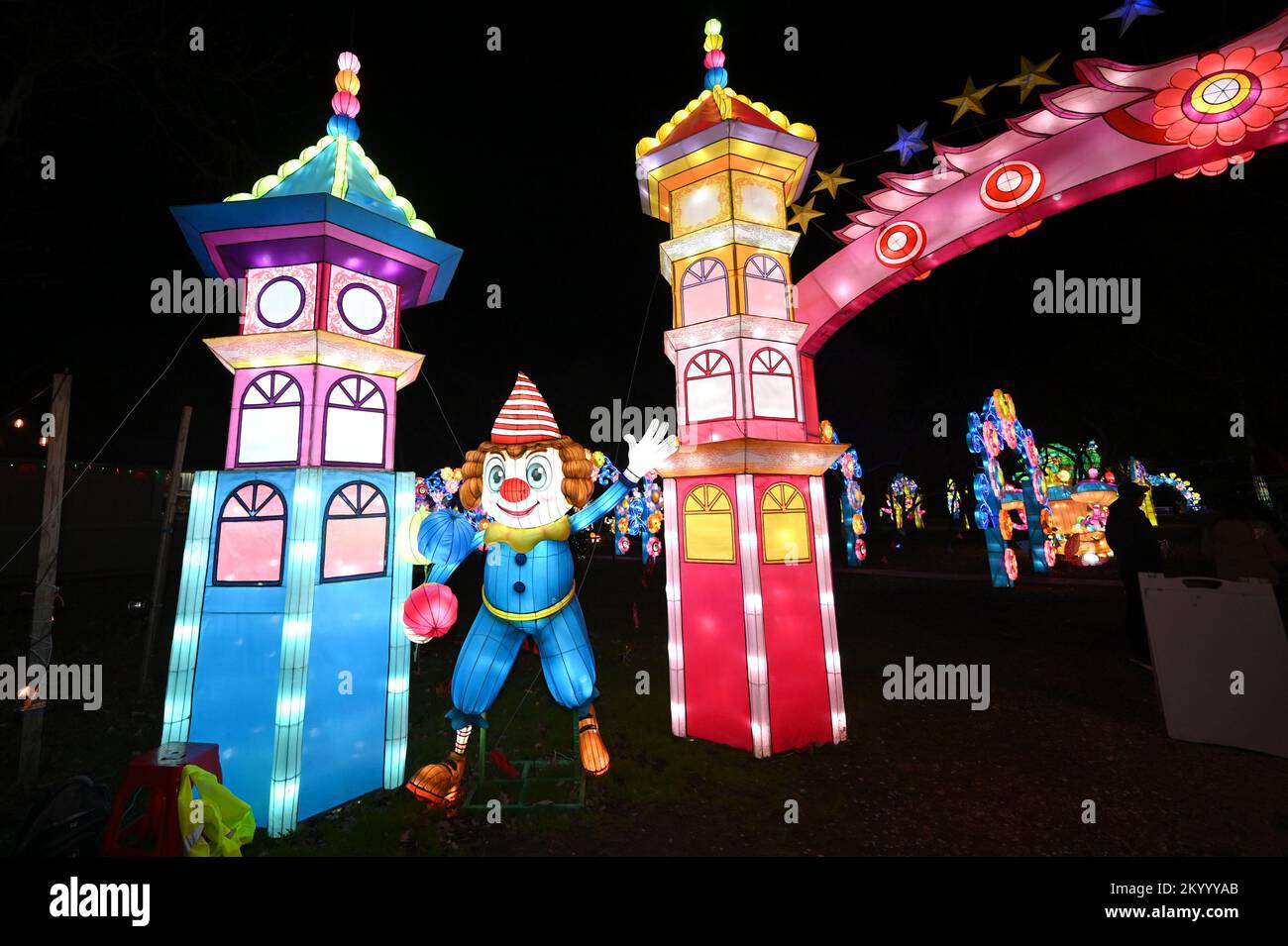 New York, USA. 02nd Dec, 2022. Illuminated lantern sculptures on display at the NYC Winter