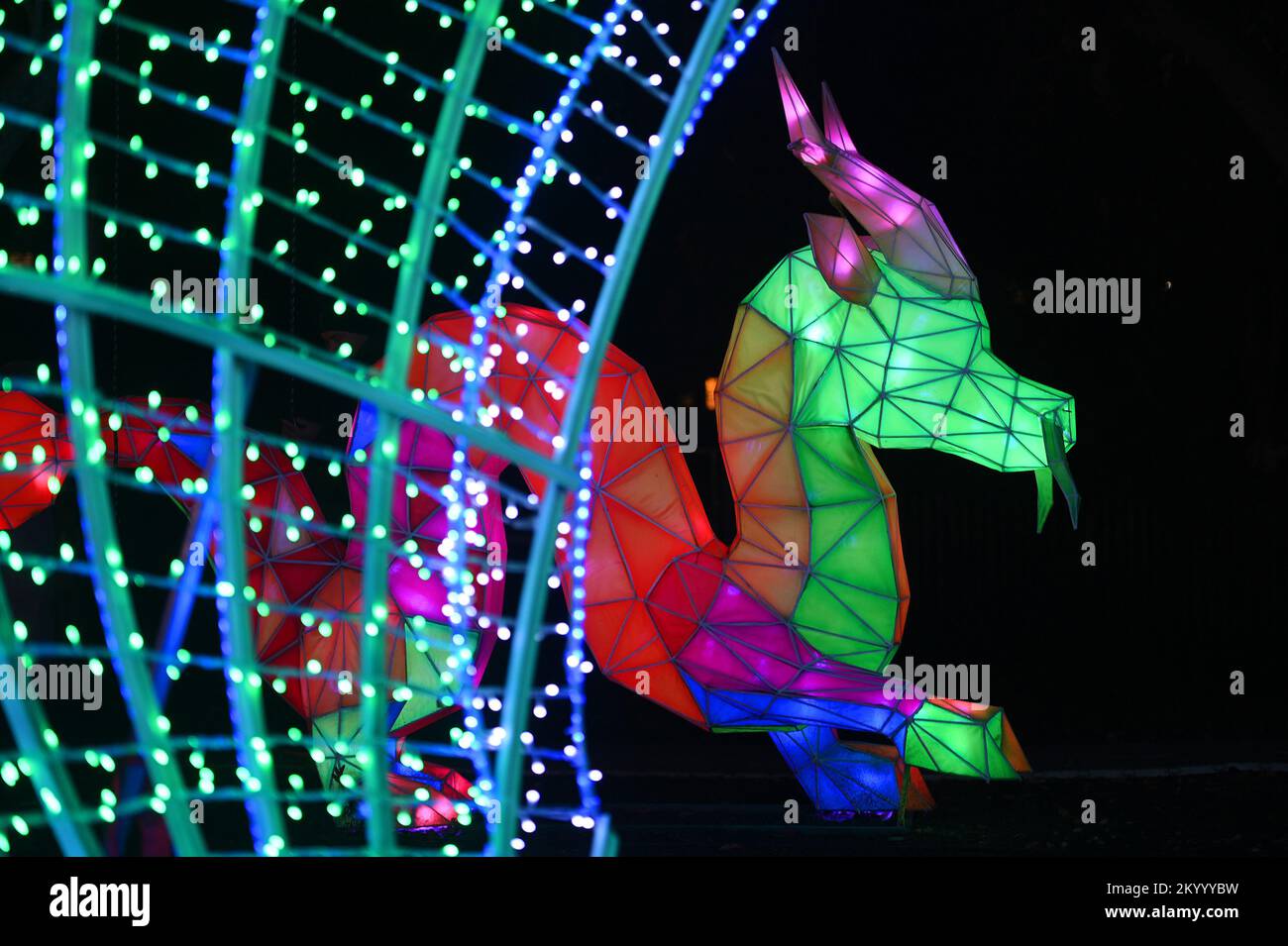 New York, USA . 02nd Dec, 2022. Illuminated lantern sculptures on display at the NYC Winter