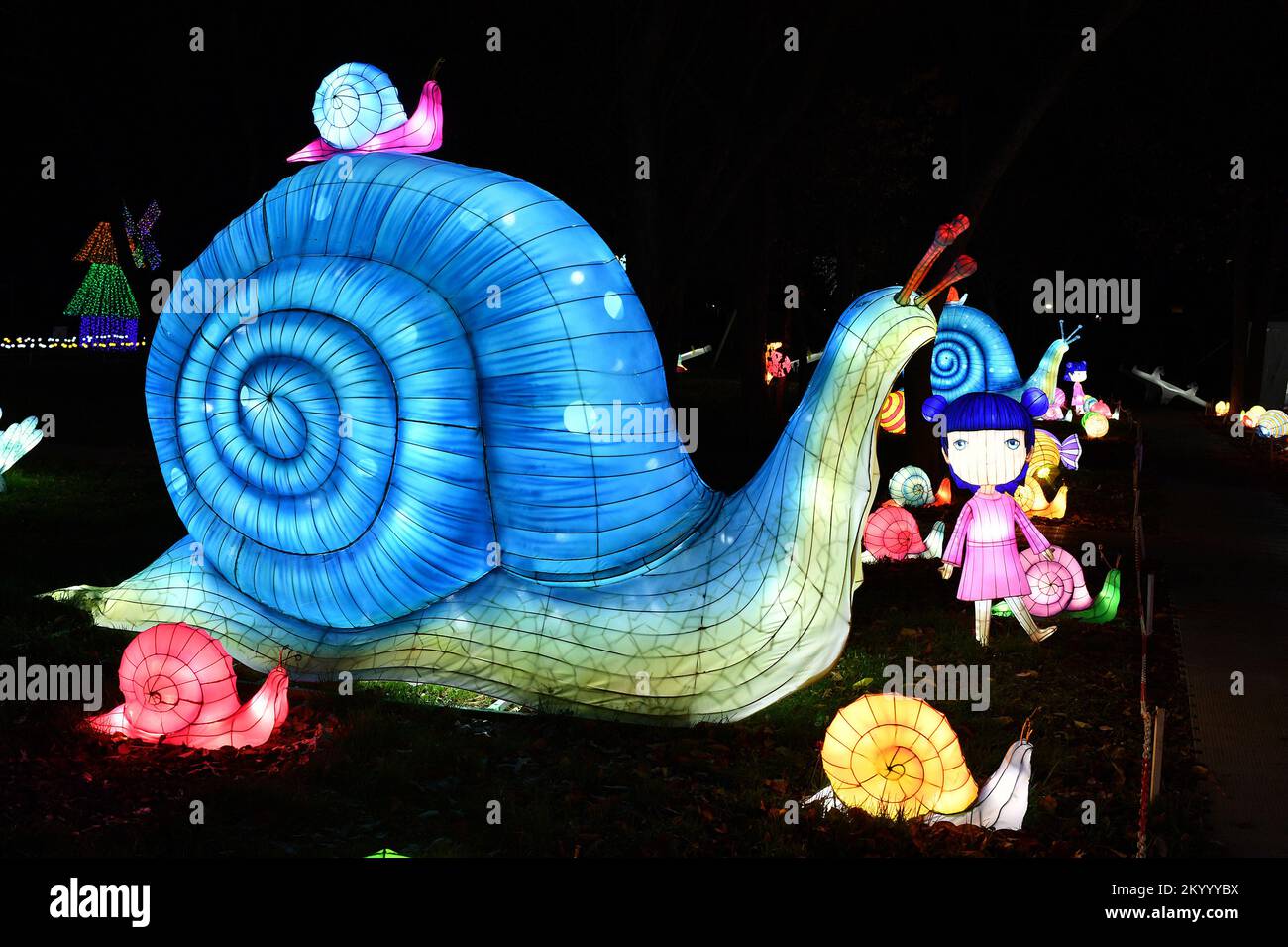 New York, USA . 02nd Dec, 2022. Illuminated lantern sculptures on display at the NYC Winter