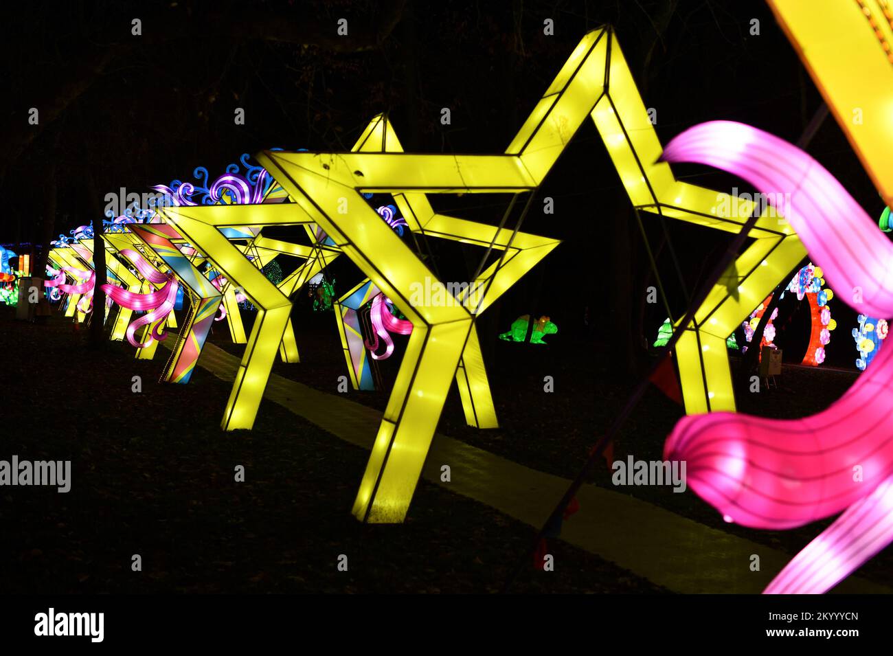 New York, USA. 02nd Dec, 2022. Illuminated lantern sculptures on display at the NYC Winter