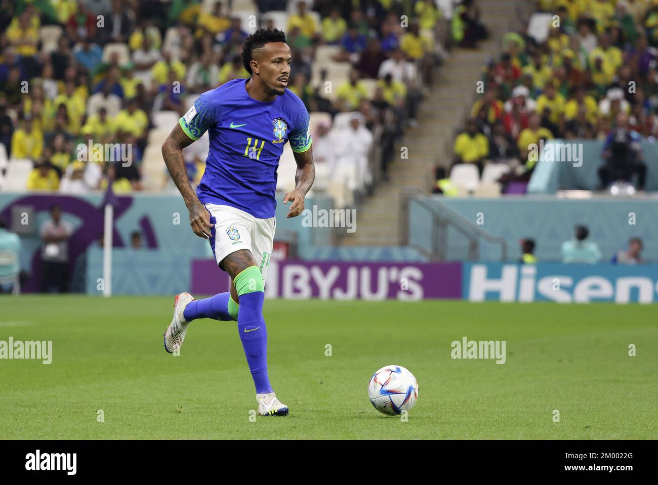 Al Daayen, Qatar. 02nd Dec, 2022. Eder Militao of Brazil during the FIFA World Cup 2022, Group G football match between Cameroon and Brazil on December 2, 2022 at Lusail Stadium in Al Daayen, Qatar - Photo: Jean Catuffe/DPPI/LiveMedia Credit: Independent Photo Agency/Alamy Live News Stock Photo