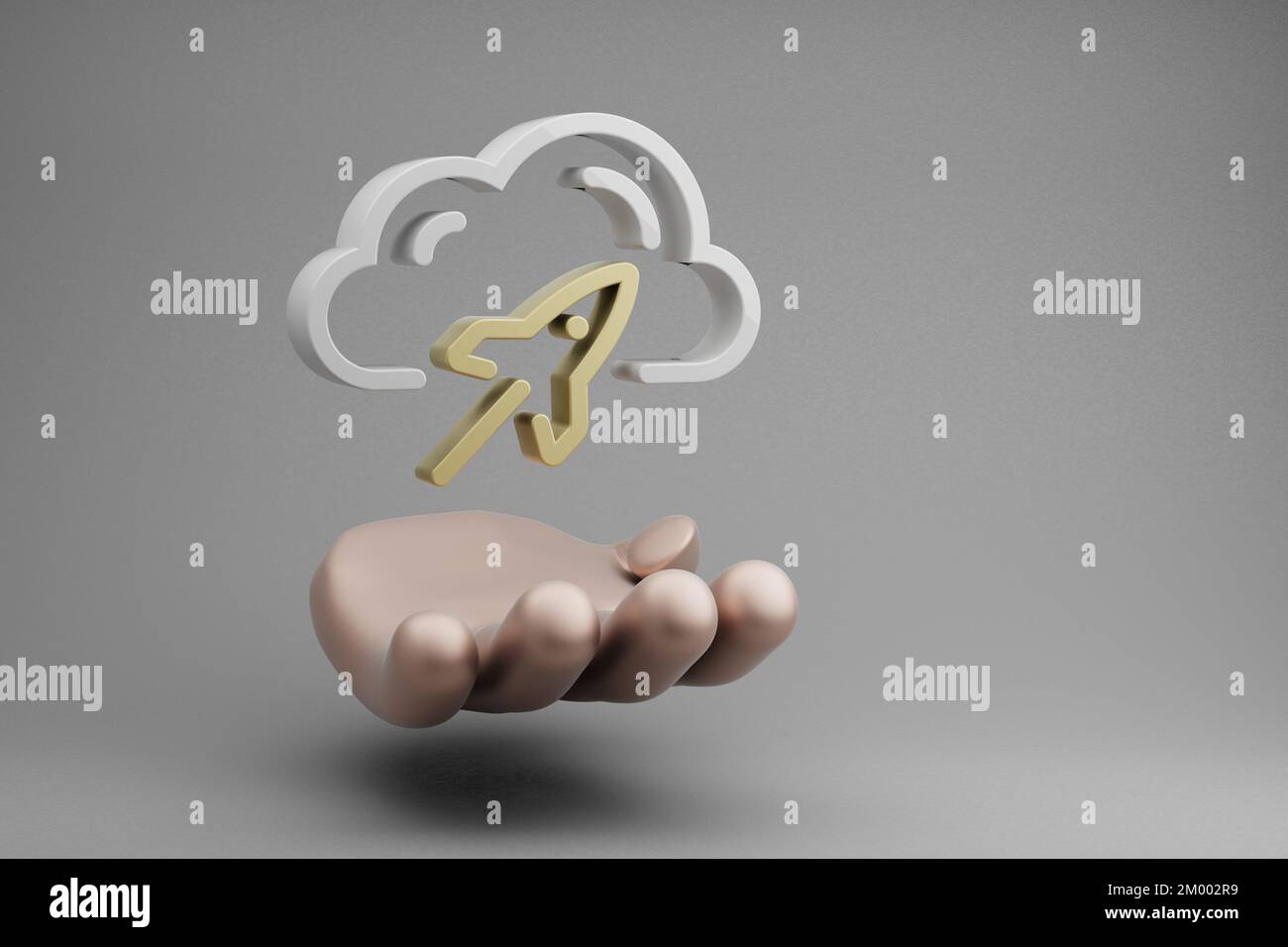 Beautiful abstract illustrations Golden Hand Holding Cloud Server Speed ...