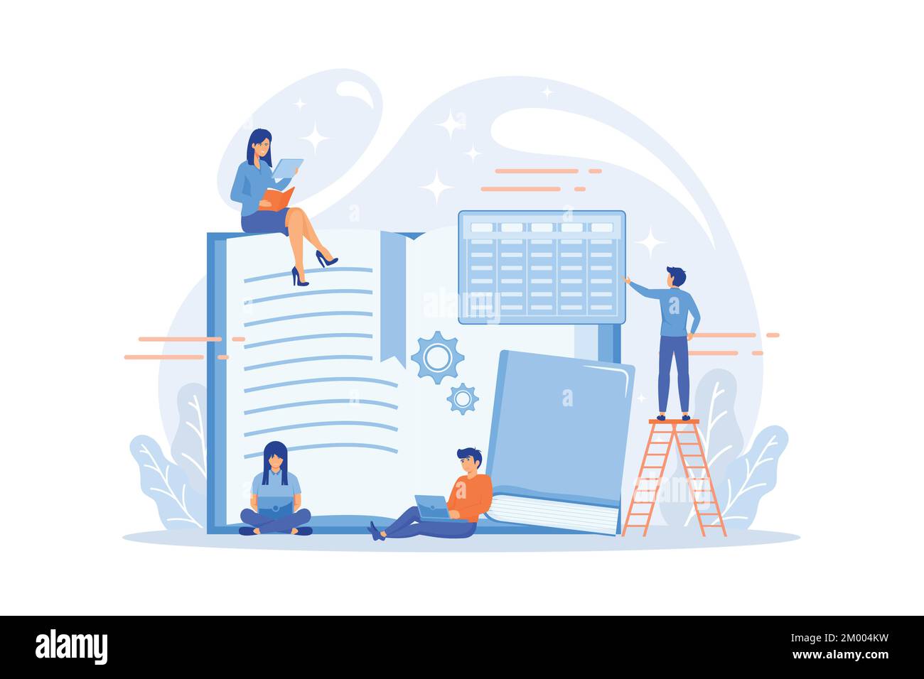 Preparing test together. Learning and studying with friends. Effective revision, revision timetables and planning, how to revise for exams concept. fl Stock Vector