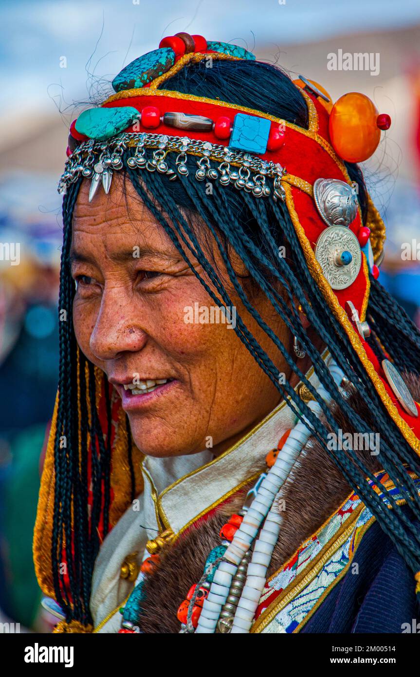 Asia Tribes Traditional dressed woman on the festival of the tribes in Gerze ...