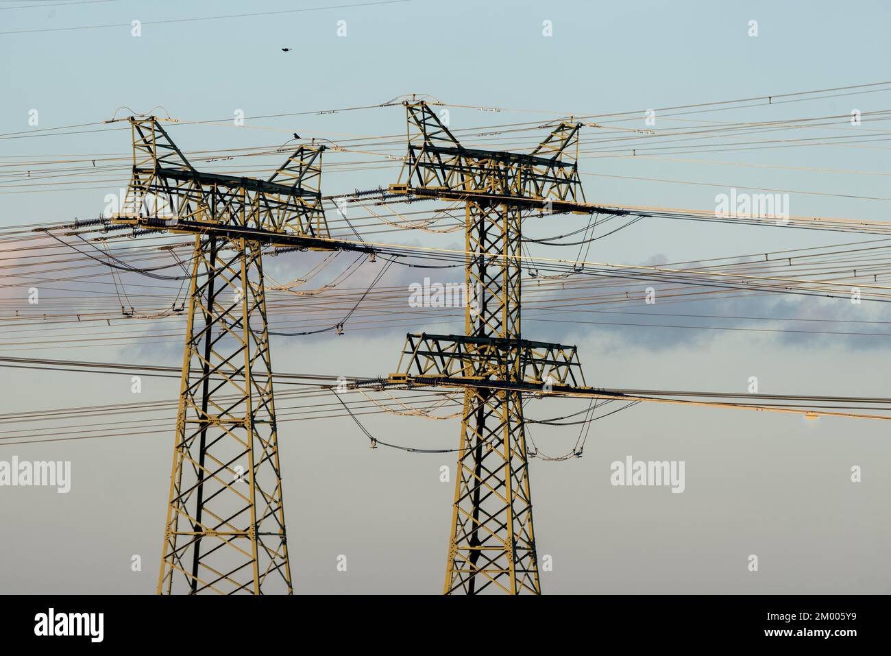 Power pylons, highvoltage lines, Germany, Europe Stock Photo Alamy