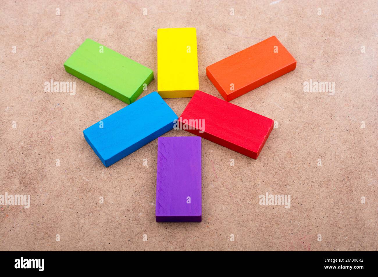 Wooden blocks on a brown background Stock Photo