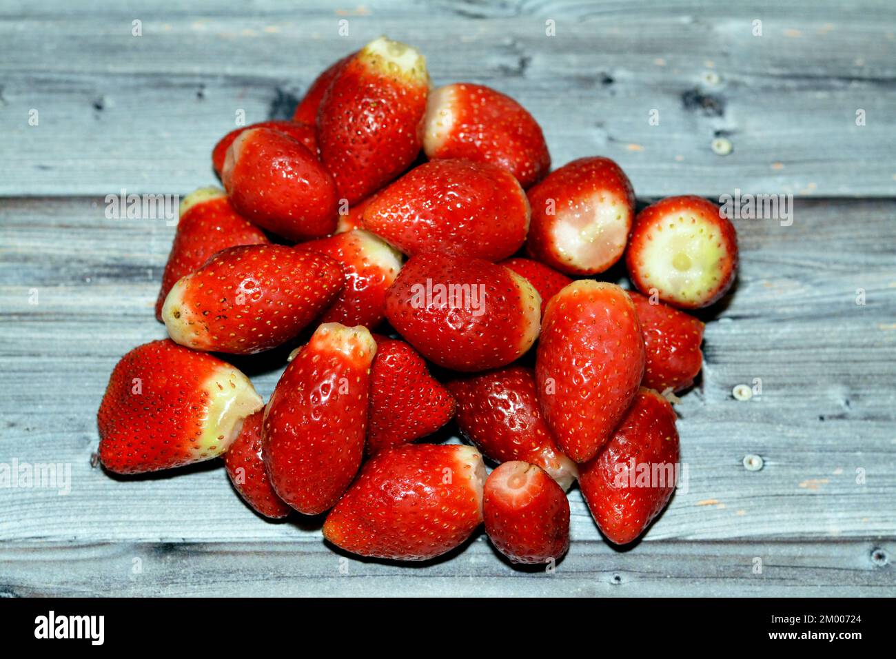 Pile of fresh strawberries fruit, the garden strawberry is a widely