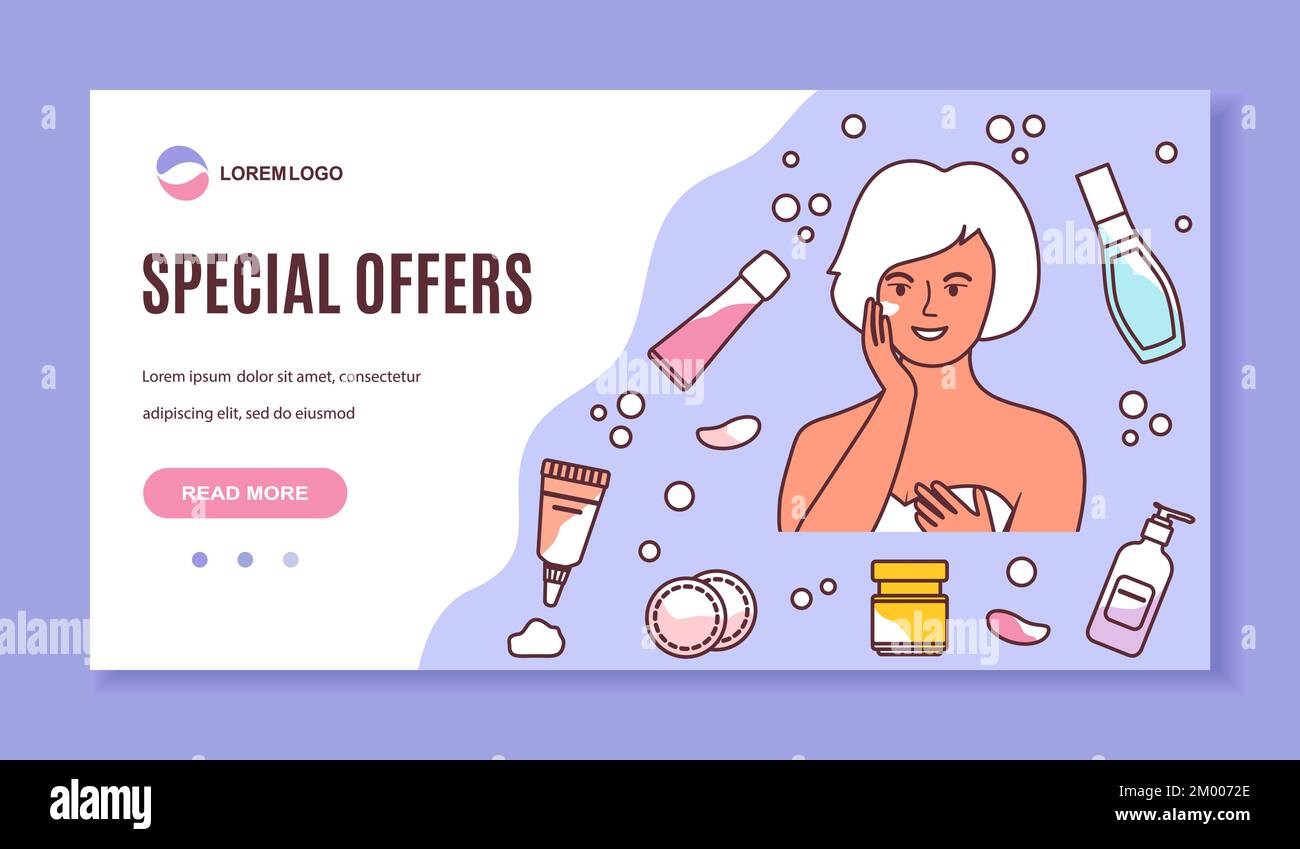 Vector illustration Cosmetic products ad, skin care ad. Special Offers