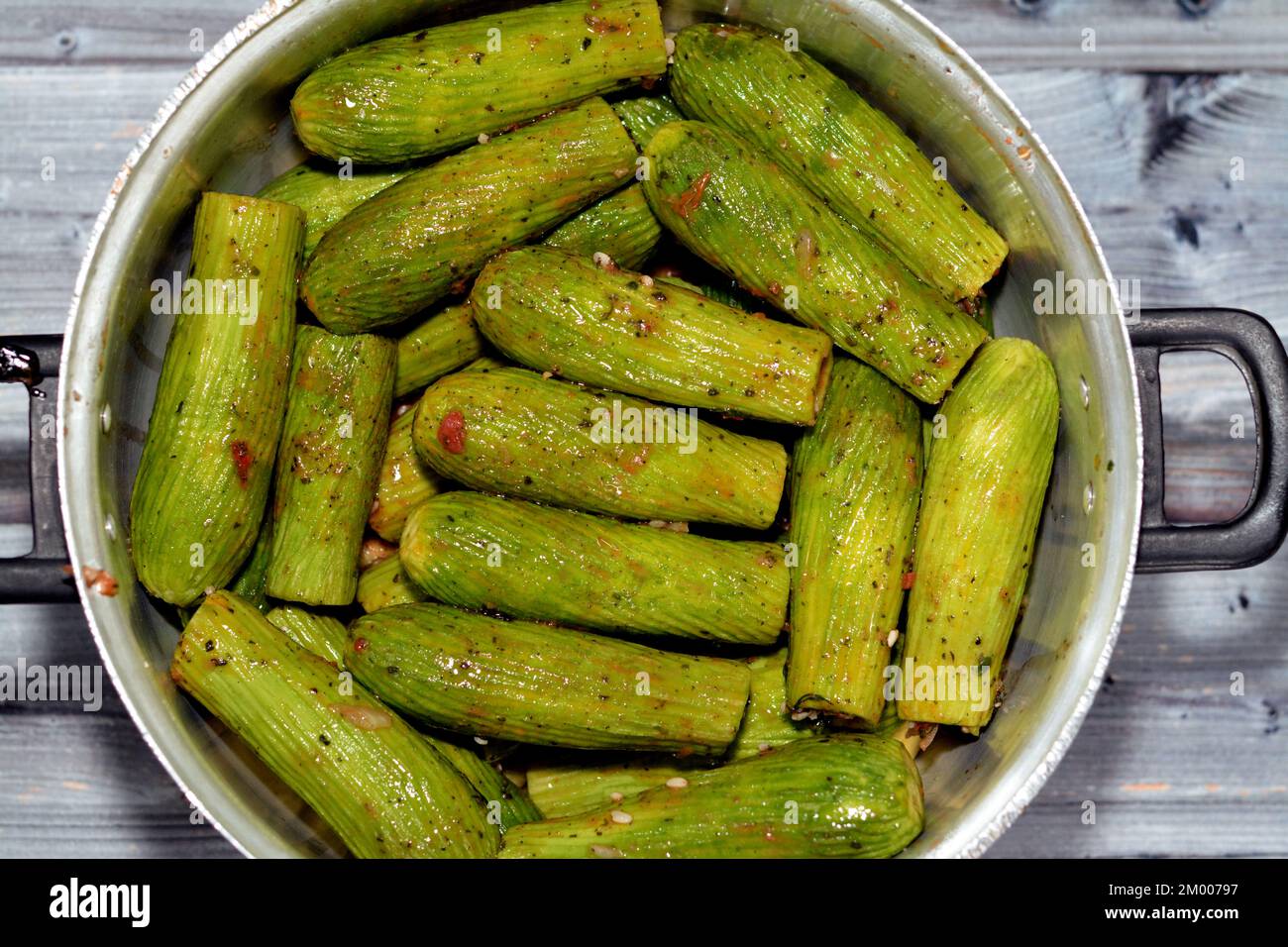 Stuffed squash, courgette, marrow, mahshi, or zucchini filled with