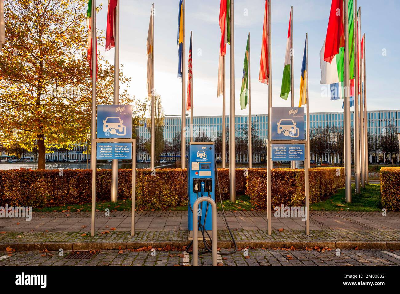 Electric car eAuto charging stations, free charging station, public