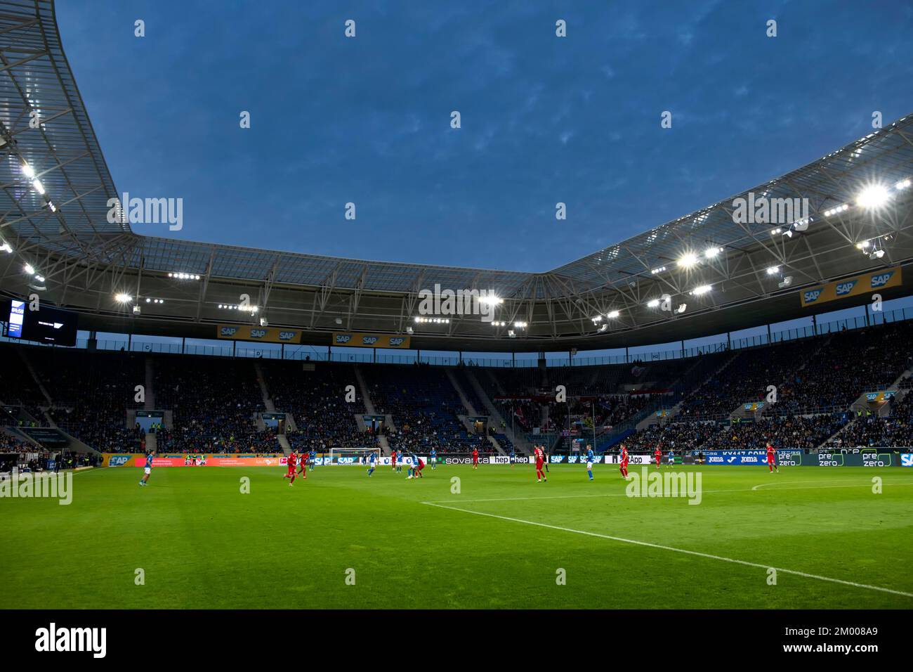 Overview, PreZero Arena, blue hour Sinsheim, Baden-Württemberg, Germany, Europe Stock Photo