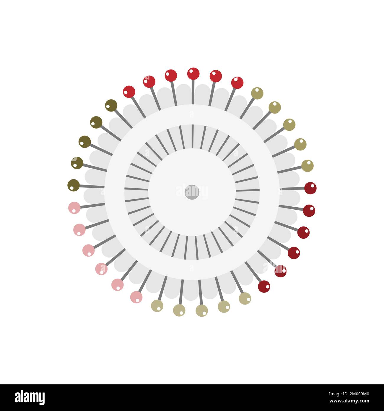 Pin needle case. Round package for needle pins. Vector illustration