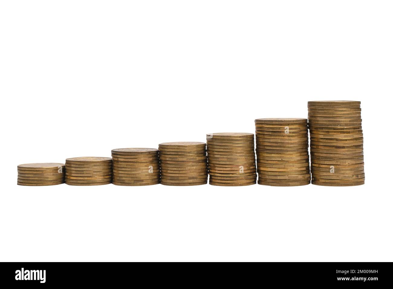 Pile of coins isolated on a white background. Banking and money. Stock Photo