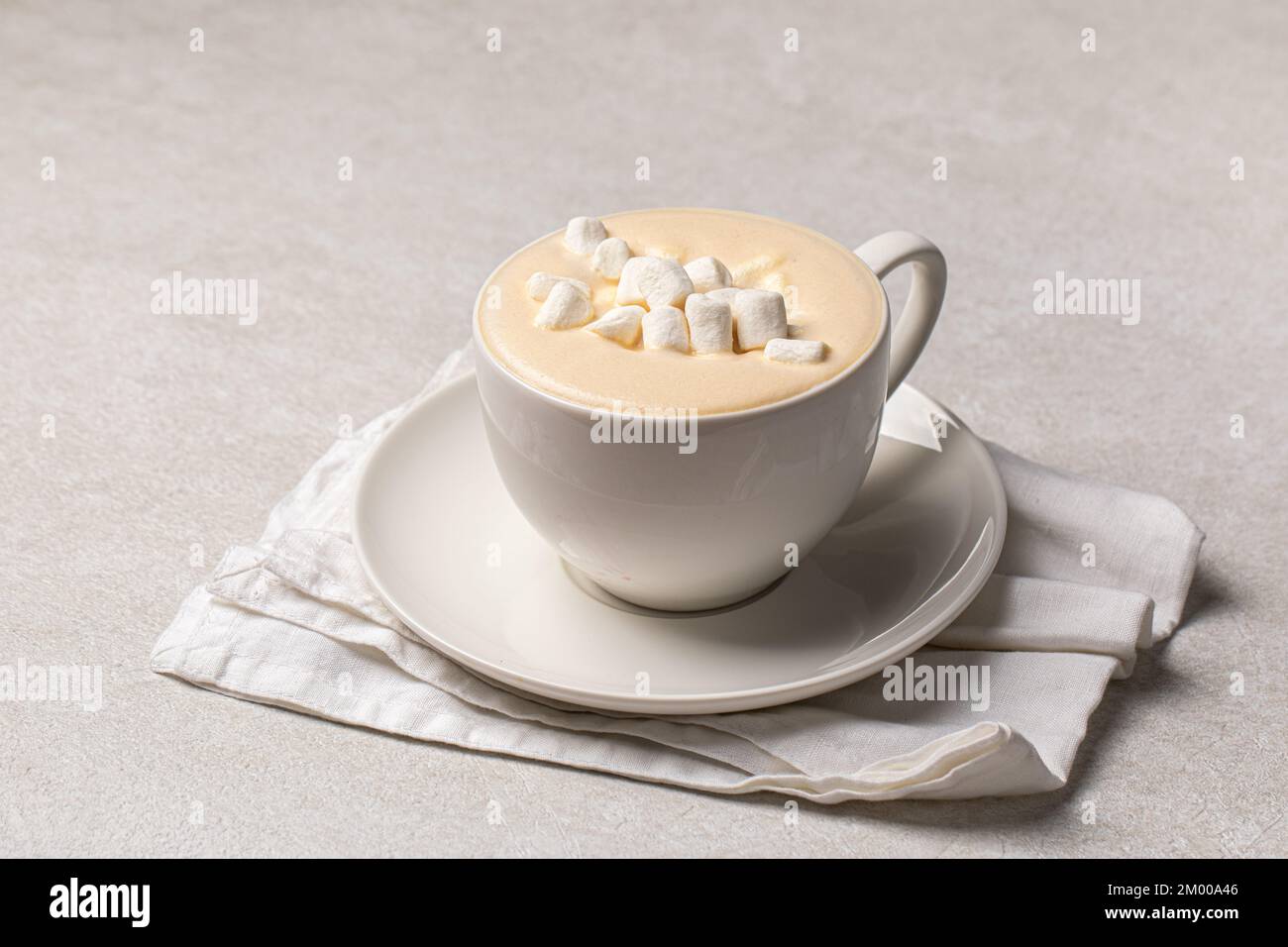Cup of cappuccino coffee with marshmallows Stock Photo