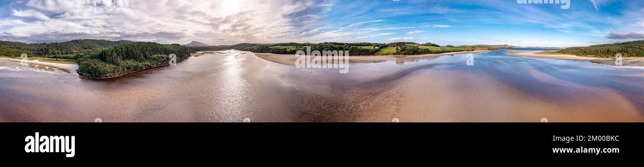Aerial view of the beach at Ards Forest Park in County Donegal, Ireland ...