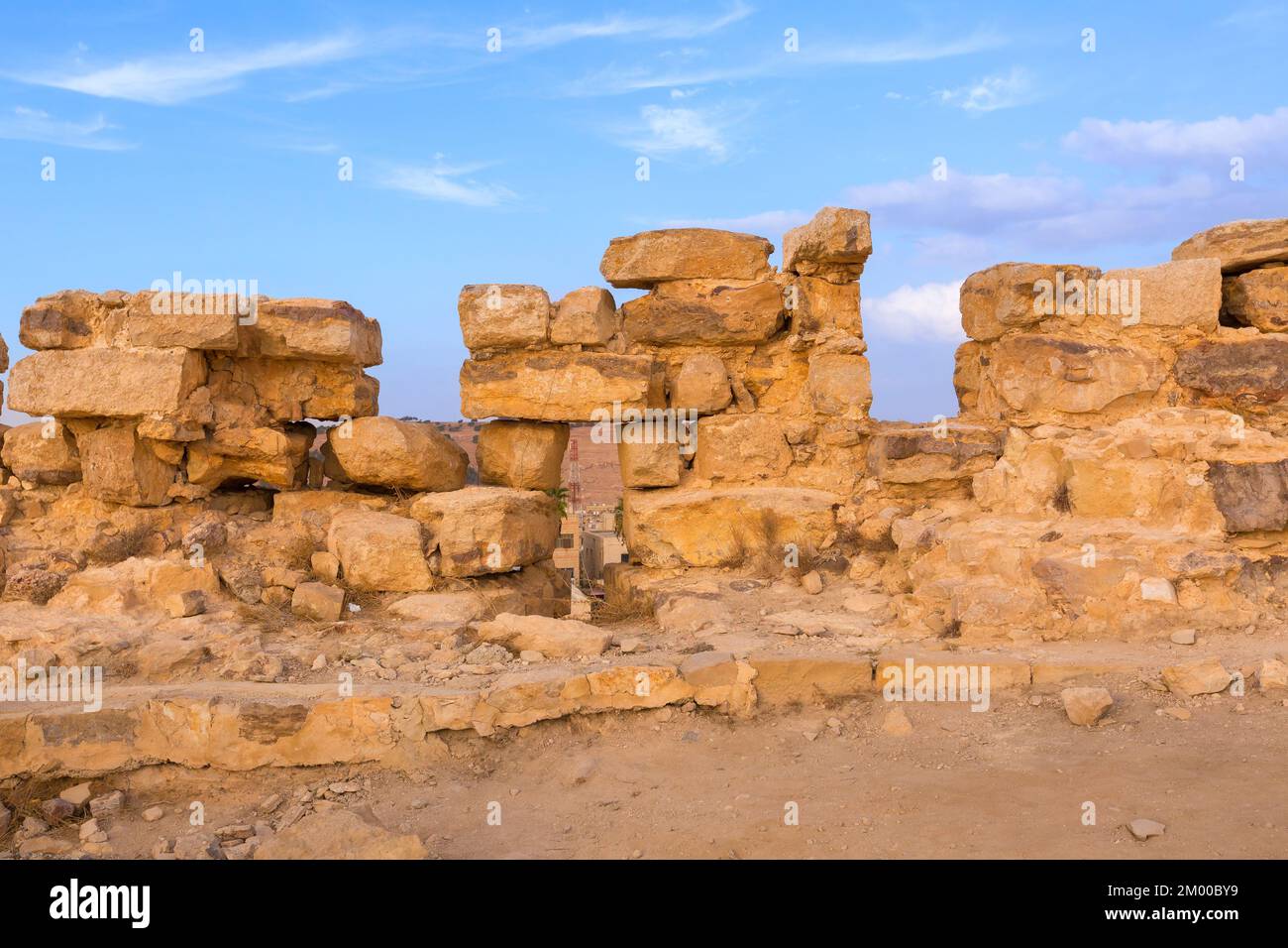 Al Karak or Kerak, Jordan Medieval Crusaders Castle ruins in the center of the city Stock Photo