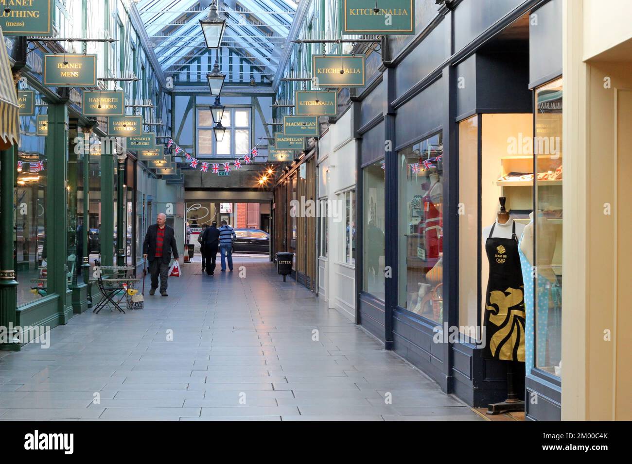 The arcade in Bedford, United Kingdom. A shopping arcade in the town centre. Stock Photo