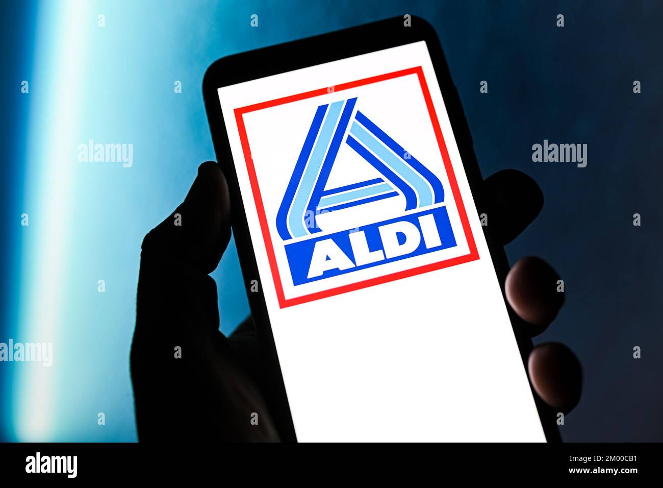 In this photo illustration an Aldi logo seen displayed on a smartphone ...