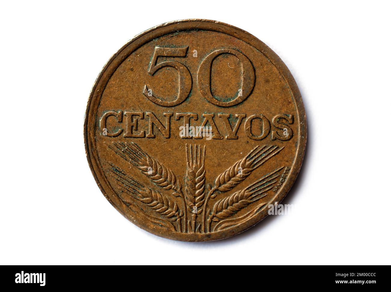 Photo coins Portugal, 1972, 50 centavos, Ears of wheat Stock Photo