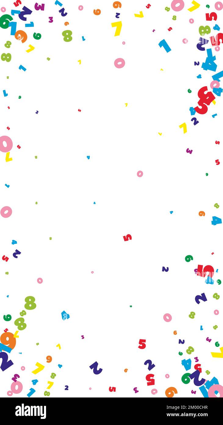 Falling bright numbers. Math study concept with flying digits. Adorable ...